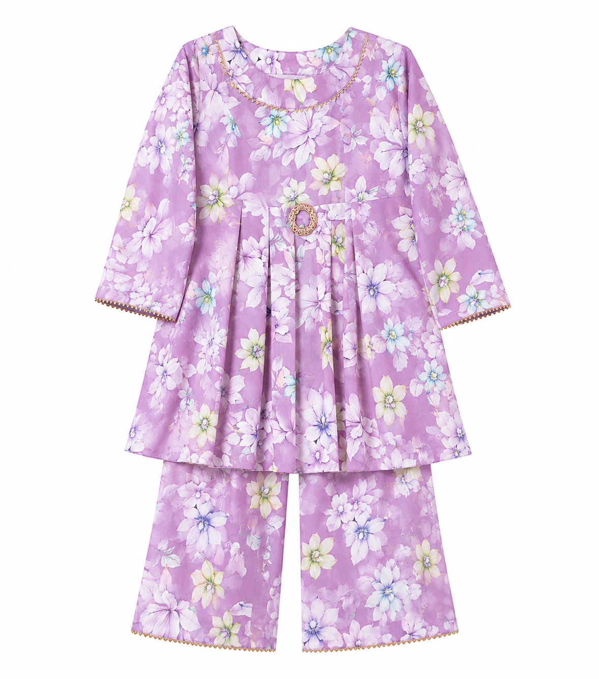 Pastel Lavender Floral Girls Suit