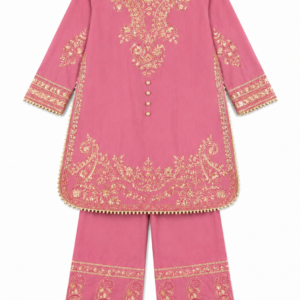Kids Dusty Rose Embroidered 2-Piece Fancy Suit