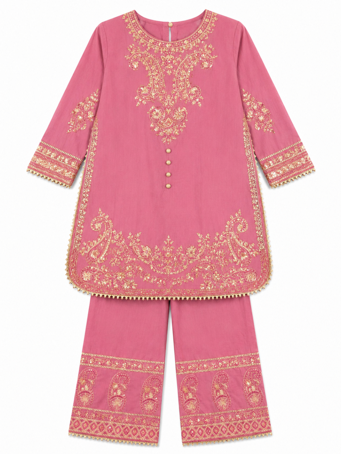 Kids Dusty Rose Embroidered 2-Piece Fancy Suit