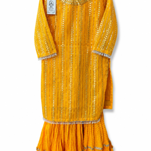 Mustard Yellow Mirror Work Gharara Suit